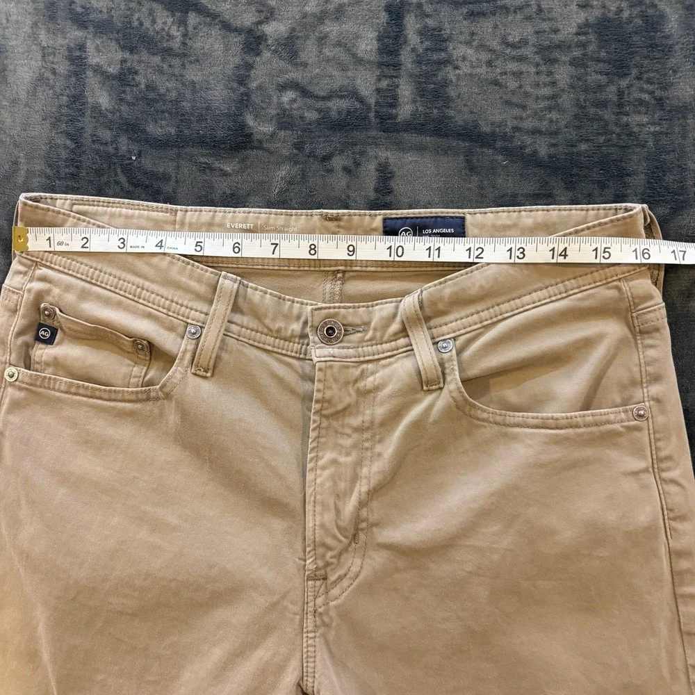 AG Adriano Goldschmied Everett Pants Mens 31x28 Khaki Slim Straight Stretch